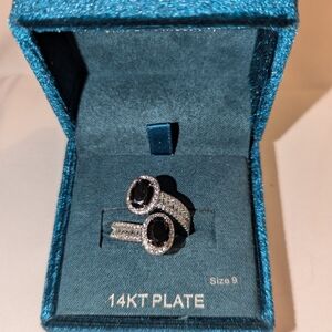 14KT Plate Silver and Black Women's Ring